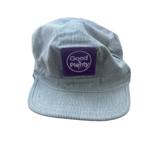 Good & Plenty Railroad Engineer Hat Cap Vintage Blue White Adult Adjustable - Picture 1 of 8